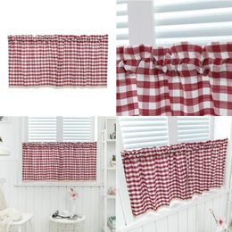 Curtain Check Plaid Gingham Window Valance Farmhouse Kitchen Curtains 51x16''