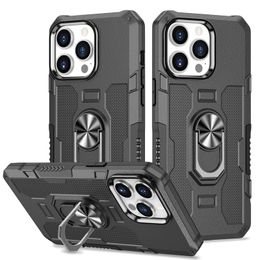 Shockproof Armour Kickstand Phone Cases For iPhone 14 ProMax 13 12 Mini 11 Pro XR Xs Max X 7 8 Plus Finger Magnetic Ring Holder Cover