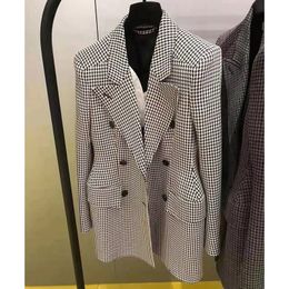 Blazers Women's Suits Blazers Brand High Quality Light xury British Niche Retro Hourglass Plaid Suit Houndstooth Tweed Slim Jacket Fall 22