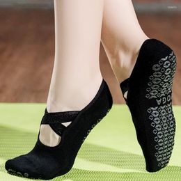 Sports Socks Yoga For Women Ankle Non Slip Grips Pilates Dancing Ballet Exercise Cross Belt Full Toes High Quality