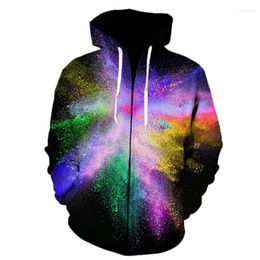 Men's Hoodies Autumn 3d Powder Splash Tie Dyeing Zipper Hoody Kids Sweatshirts Casual Pullovers Hooded Boys Girls Men's Hoodie