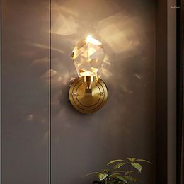Wall Lamp LED All Copper Large Crystal Simple Light Luxury 5.5W Sconce Modern Creative Living Room Bedroom Fashion Lights