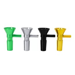 Metal hookah bong bowl 14mm male joint 4 colors 2 Styles Tobacco Herb Dry Burner glass water bong Bubbler Pipe Tool Oil Rigs Filter Tips