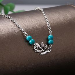 Anklets Personality Leaf Anklet Chain Wear Turquoise Retro Fashion Creative Summer Beach Foot Accessories