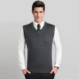 Men's Sweaters Male Sleeveless V Neck Classic Solid Color Vest Men's Wool Sweater Casual Knit Clothing