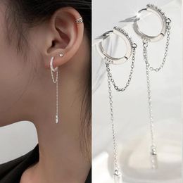 Dangle Earrings Personalized Women 925 Silver Needle Tassel Bead Long Drop Earring Hip Hop Trend Cubic Zirconia Party Wedding Jewelry