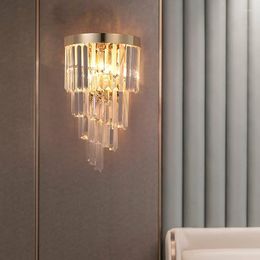 Wall Lamp Modern Led Creative Sconce Light Crystal Lights Fixtures For Bedroom Living Room Luxury Smoky Grey Indoor Home Lamps