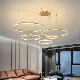 Pendant Lamps Murlamp Modern Luxury Round Led Chandelier Bedroom Living Room Dining Lighting Golden Black Halo