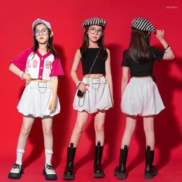 Stage Wear Fashion Teen Girls Clothes Jazz Modern Dance Costume Crop Tops White Pants Catwalk Concert Kpop Outfit Kids Casual BL8565