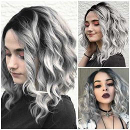 Synthetic Wigs New Fashion Wig Women's Gradient Short Curly Hair Wig Cover 221010