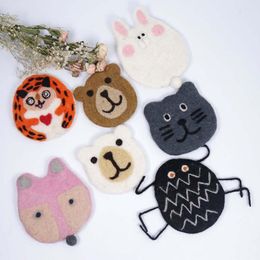 Table Mats Cartoon Animal Felt Cup Coffee Mug Mat Placemat Heat Insulation Dining Home Decoration For Kitchen Bar