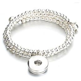 Charm Bracelets Fashion Bohemian 18mm Metall Schnappknopf Perlen Armband Elastizität Multiturn um Schmuck Uhren Frauen