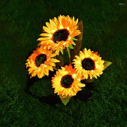 Solar Led Light Outdoor 2/4/head Sunflowers Flowers For Garden Decoration Waterproof Lawn Lamps Patio Yard Wedding Holiday