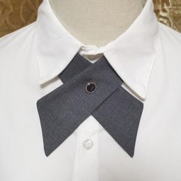 Bow Ties Boutique Cross Knot High Quality Grey Cotton Suit Zipper Tie Men Accessories Matching Shirt JK Women Pride Butterflies