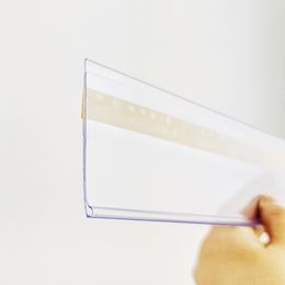 Retail Supplies H5.8cm Plastic Shelf Price Talker Sign Label Holder Supermarket PVC Data Strips Display Adhesive Tape on Back 50pcs