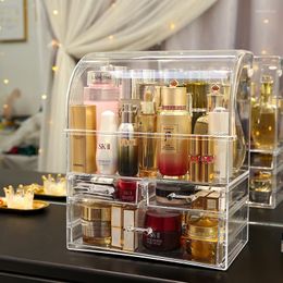 Storage Boxes Transparent Dust-proof Skin Care Products Cosmetics Large-capacity Box Dressing Table Desktop Cabinet