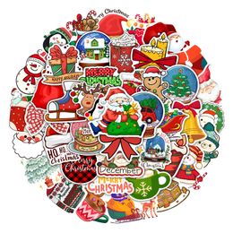 50 Pcs Christmas Stickers Decorations Vinyl Waterproof Santa Claus Sticker for Laptop Water Bottles Envelopes Gifts Tags Crafts