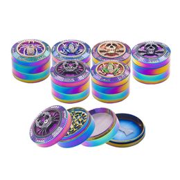 Rainbow Colourful Animals Pattern Zinc Alloy Smoking 63mm 4 Layers Grinder Tobacco Crusher Colours Crusher Grid