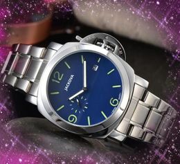 Popular Sub Dial Work Men watches 45mm highend quartz Stainless Steel feature sports Electronic Analogue Digital Luminous Timer Clock wristwatch Montres pour hommes