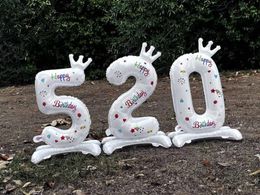 32Inches Number Birthday Balloons Anniversary Balloons Year Column Party Crown Arrival First Merry Girl Banquet Shower Ins Baby