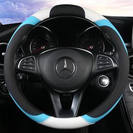 Steering Wheel Covers Stitched Black Pu Leather Suede Car Cover For E90 320i 325i 330i 335i E87 120i 130i 120d