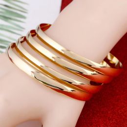 Bangle 4pcs Ethiopian Gold Colour Plain Bangles Dubai Jewellery For African Glossy & Bracelets