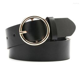 Belts Fashion Alloy Metal Round Buckle Pin Belt For Women PU Leather Jeans Trousers Waistband Ladies Dress Clothes Accessories