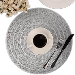 Table Mats 4/6/8Pcs 38CM Round PVC Placemats Non-Slip Heat Resistant Place Durable Golden For Dining Set Kitchen Acce