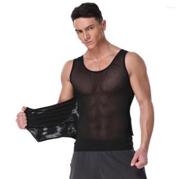 Men's Body Shapers Men's Tummy Control Shapewear Vest High Waist Slimming Trainer Shaper Seamless Shaping Mesh Tight Tank Top Fashion