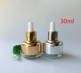 30ml Essential Oil Dropper Perfume Bottle Gold Silver Colour Empty Glass Packaging Bottle SN323