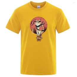 Herren-T-Shirts Japanische Ninja-Katzen-Druck T-Shirt Mann cooler Sommer Kurzarm T-Shirts Vintage Fashion T-Shirts Punk Streetwear Shirt