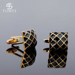 Cufflinks for Men TOMYE XK18S302 High Quality Fashion Personalised Square Gold Formal Dress Shirt Cuff Links for Gifts Wedding