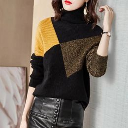 Women's Sweaters Women's Autumn And Winter Clothing Simple Loose Knit Bottoming Shirt Colour Matching Western Fashion Turtleneck Sweater