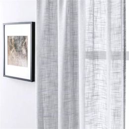 Curtain BILEEHOM Solid Colour Linen Tulle For Living Room The Bedroom Sheer Japanese Style Window Door Treatments Drapes