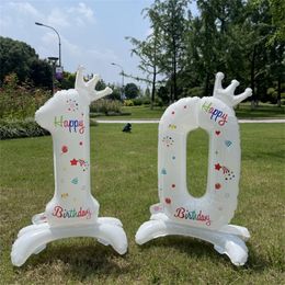 Other Festive Party Supplies 32Inches Birthday anniversary Balloons Year Column Crown Number Arrival First Merry Girl banquet Shower Ins Baby 221010