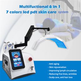 6 in 1 PDT LED Skin Rejuvenation Machine 7 Colours Light Therapy Acne Treatment Wrinkle Removal Face Lifting Equipment BIO Cold Hammer Radio Frequency Spa Device