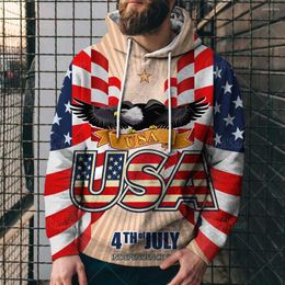 Men's Hoodies Amercian Flag 3D Print Men&#39;s Hooded Sweatshirt Clothing Casual Loose Streetwear Male Fashion Autumn Spring Outwear 4XL