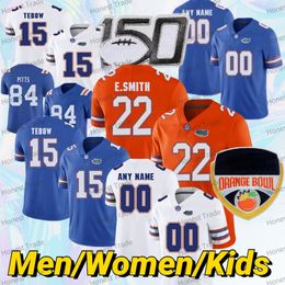 Custom Florida Gators 22 E. Smith Jerna de futebol Tim Tebow 11 Kyle Trask 81 Aaron Hernandez 84 Kyle Pitts Hammond Richardson Homens Branco Mulheres Crianças Jerseys College Jerseys