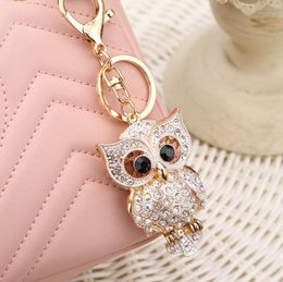 Owl Rhinestone Crystal Keyring Keychains Charm Pendant Handbag Purse Bag Key Ring Chain Keychain Gifts 3 Colours