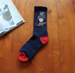 Wholesale 2026 autumn and winter bear printing vintage style denim sports men's socks stockings