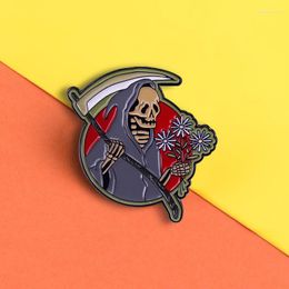 Brooches Grim Reaper Lapel Pins Collection Cat Coffin Death Surfing Ghost Beach Wave Badge Horror Gothic Halloween Decor249z