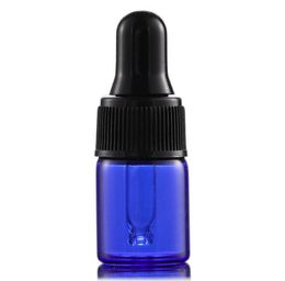 1000pcs/lot blue Glass Dropper bottle Mini essential Oil bottle 1ml 2ml 3ml 5ml