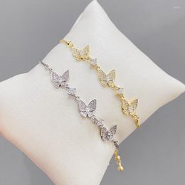 Link Bracelets UiIL Luxury Delicate Silver Gold Colours Round CZ On Hand Tennis Bracelet & Bangles For Women Jewellery Wedding Valentine