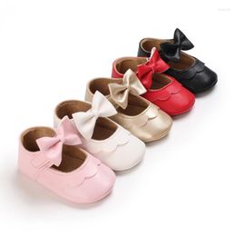 Athletic Shoes Infant Baby Girl PU Bowknow Princess Rubber Bottom Anti-slip Soft Sole Solid Color Moccasins First Walker Prewalker