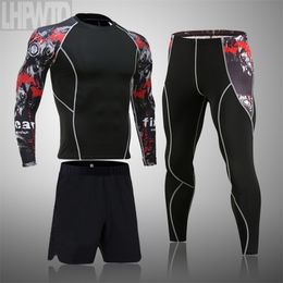 Mens Tracksuits Mens Sports Suit MMA rashgard male Quick drying Sportswear Compression Clothing Fitness Training kit Thermal Underwear leggings 221010