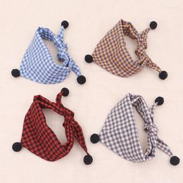 Dog Collars Cute Plaid Bandana Cotton Soft Small Medium Dogs Scarf Puppy Cats Saliva Towel Pets Grooming Accessories Kitten Bib Collar