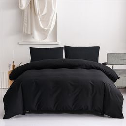 Bedding sets MIDSUM Pure Color Bedding Sets Single Double Full Size Skin Friendly Fabric Black Duvet Cover Set For Dormitory Household 221010