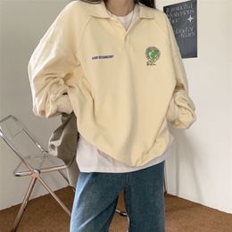 Womens Hoodies Sweatshirts Deeptown Vintage Oversized Casual Harajuku Top Preppy Korean Fashion Female Polo Cute Streetwear Allmatch 221010