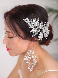 Headpieces Wedding Hairstyles Jewellery Silver Headdress Rhinestone Head Jewellery Crystal Headband And Earrings Set Bridal Hair Accessories