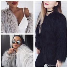 Women Designer Overcoat Fashion Elegant Casual Furry Fur Coats Warm Long Sleeve Female Outerwear Hairy Collarless Overcoat